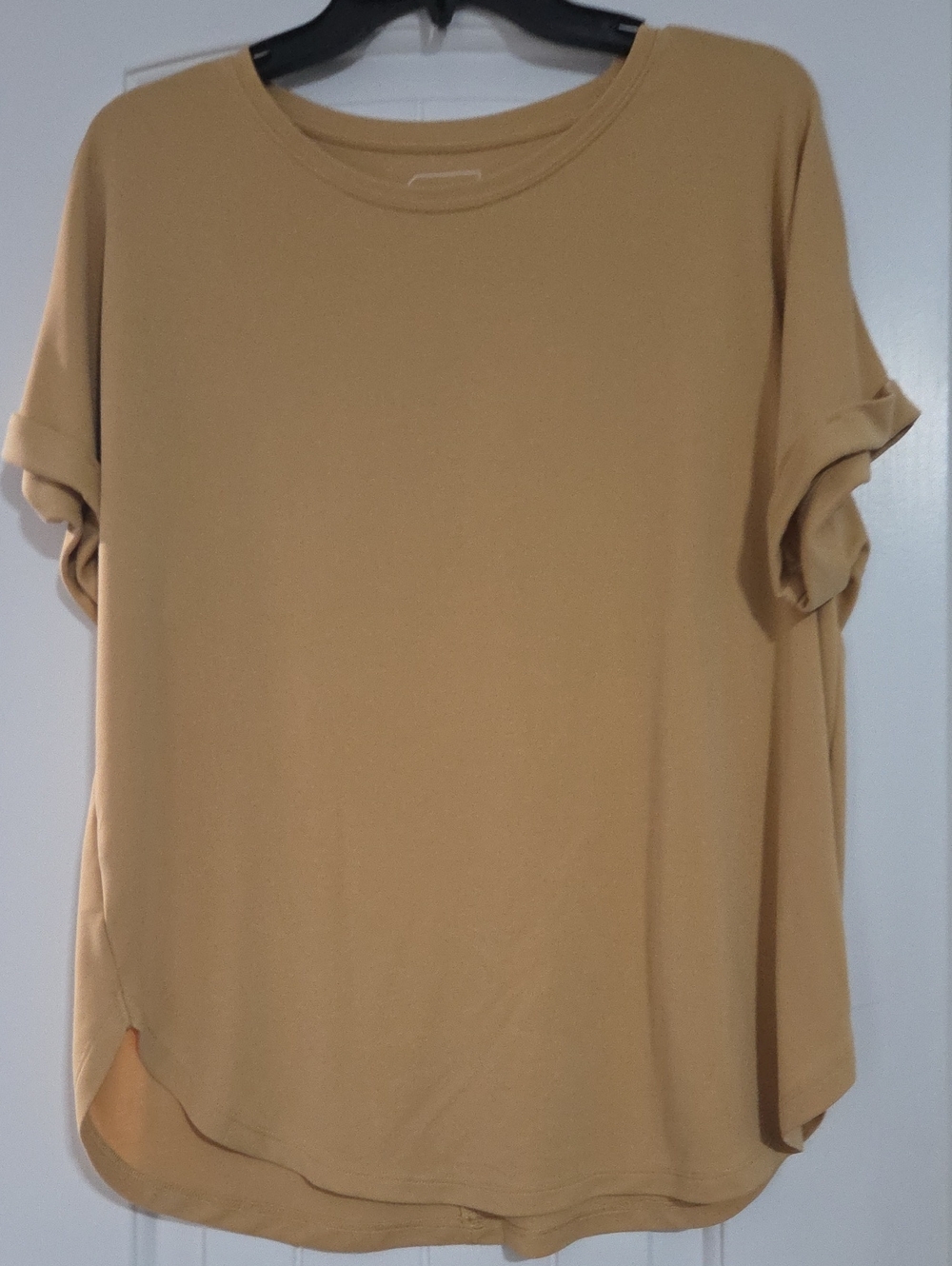 STYLUS Short Sleeve Tunic Top in Mustard Gold